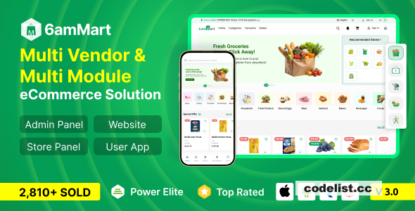 6amMart v3.5 - Multivendor Food, Grocery, eCommerce, Parcel, Pharmacy delivery app with Admin & Website